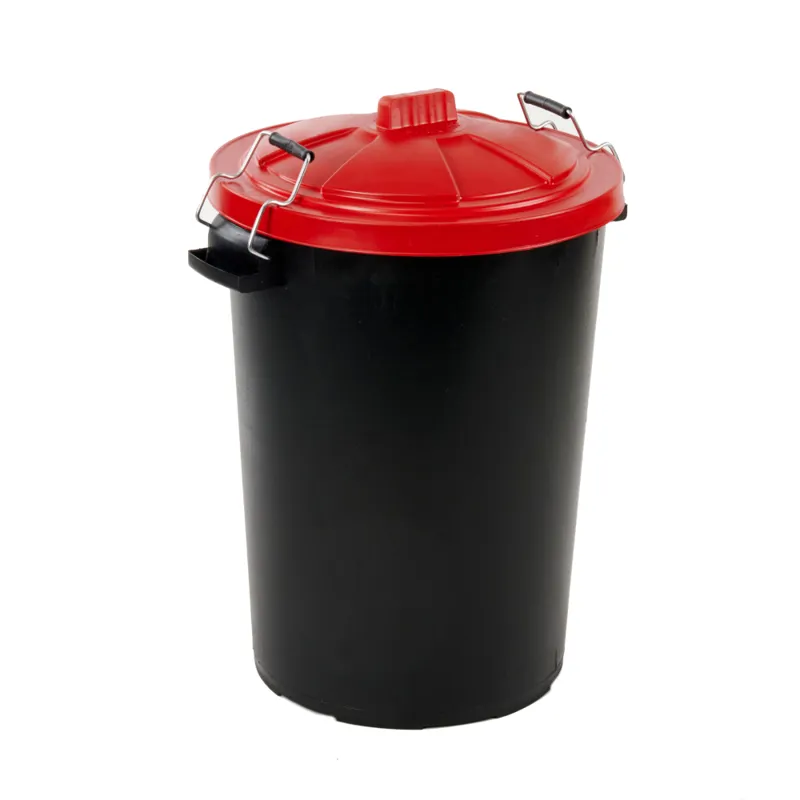 Saddlers 85L Dustbin with Coloured Lid - Red